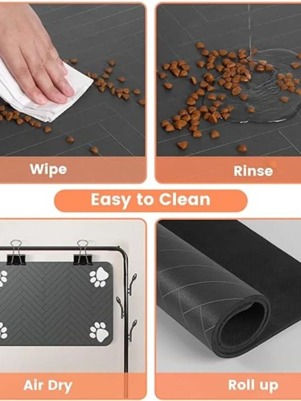 Pet Feeding Mat-Absorbent Pet Placemat for Food and Water Bowl, with Waterproof